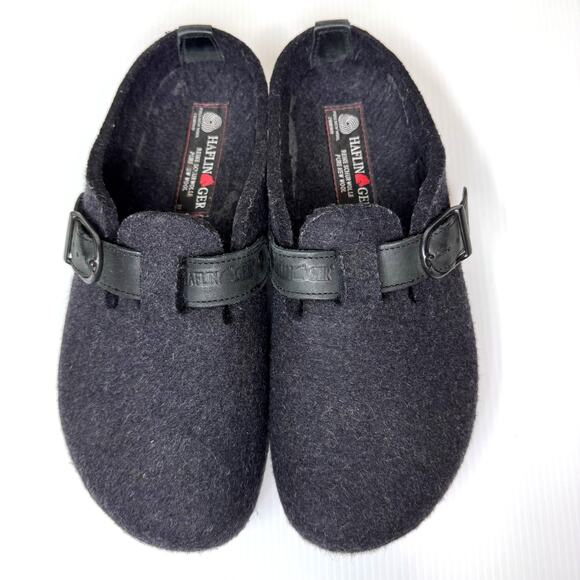 HAFLINGER GZB Felt Wool Clogs Women's 8.5/EU 39 Leather Buckle Comfort Granola - Picture 5 of 11